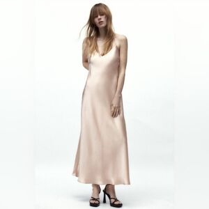 Zara Satin Effect Strappy Dress XS